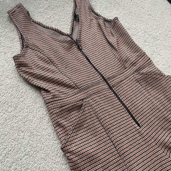 Retro Inspired Brown and Black Zip Up Jumpsuit — Size Large - Picture 1 of 4